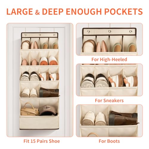 1 Pack Over the Door Shoe Organizers (BEIGE / 18+ Pairs)