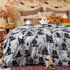 Halloween Fleece Blanket Queen (Halloween Castle / Queen(90" X 90"))