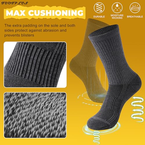 6 Pairs Copper Hiking Running Socks (Medium / 6 Pairs- Dark Gray Crew)