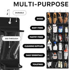 24 Pockets Large Clear Over the Door Shoe Organizer (Extra Large Pockets / Black)