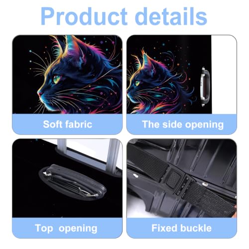Neon Cat Luggage Cover Washable Suitcase Protector Anti (Neon Cat / S(20-22inch suitcase))