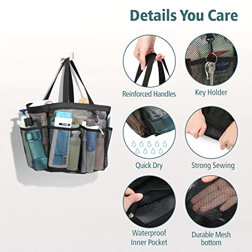 Mesh Shower Caddy Portable (2 Pack Black / XL (Dorm Caddy))