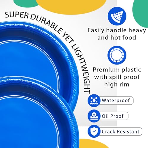 100 Pcs 10 Inch Blue Plates (Blue / 100 Pcs)