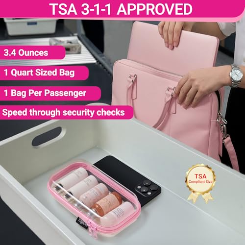 Clear Hard Shell Zipper Cases (Pink / 6 Pack (2L+2M+2S))