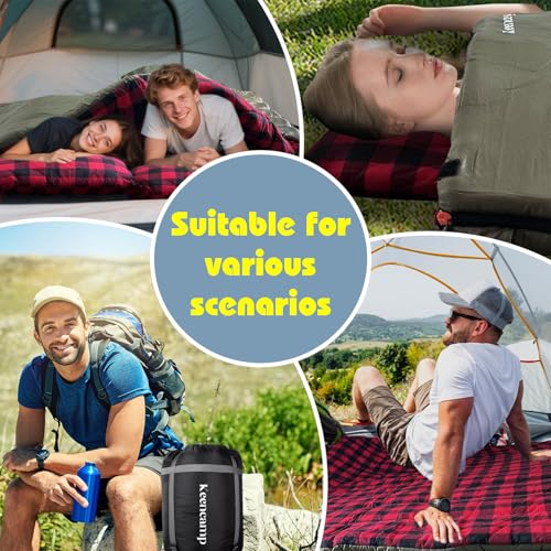 0 Degree Sleeping Bag Cotton Flannel Winter Cold Weather for Adults XXL Sleeping Bag 4 Season Big and Tall with Pillow Compression Sack (GREEN)