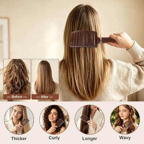 Hair Brush Professional Curved Vented Brush with 25MM Bristles for Faster Blow Drying (Brown)