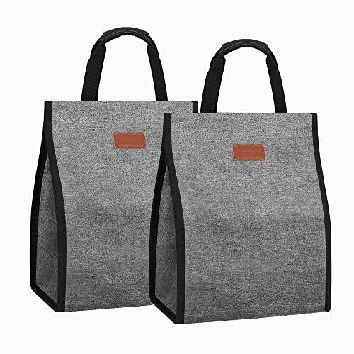 Lunch Bags for Women Insulated Reusable Lunch Tote with Internal Pocket (Gray / 2 pack)