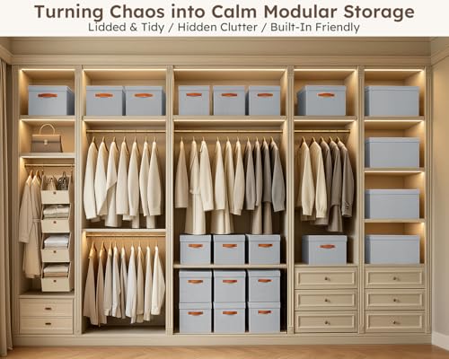 Storage Bins with Lids (Grey / L(4-Pack))