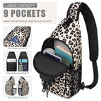 Crossbody Bags for Women Men Trendy Sling Bag Backpack Chest Bag (Medium / Leopard)