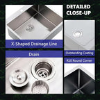 25 x 22 Inch Drop In Kitchen Sink (Brushed Nickel / 25" x 22" x 9")