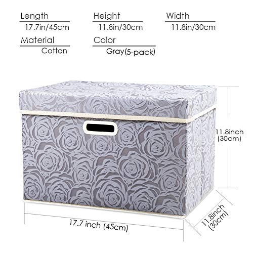 Large Storage Boxes with Lids [5 (Gray / Large(5-Pack))