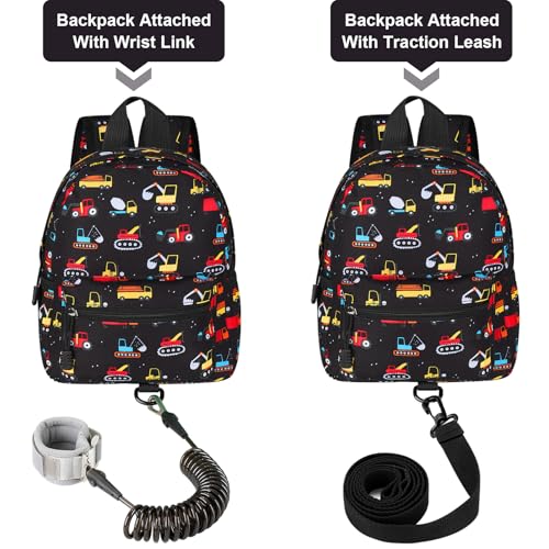 Toddler Backpack Harness with Leash (Black, Black Link)