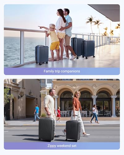 3 Piece Luggage Sets With Spinner Wheels Hardshell TSA Lock (Light Brown / 3-Piece Set - 20"/24"/28")