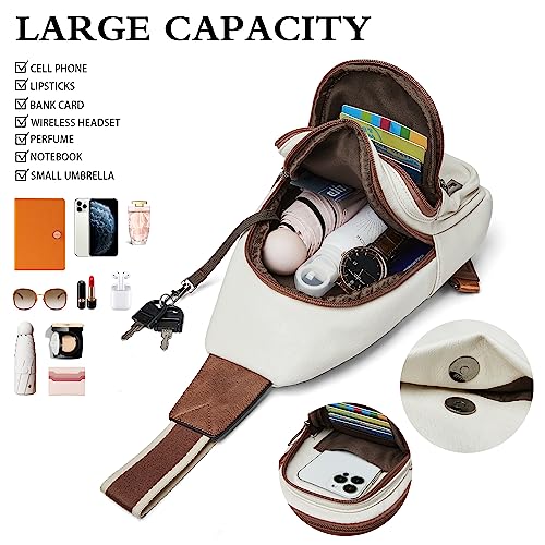 Sling Bag Crossbody Bags (Beige With Brown)