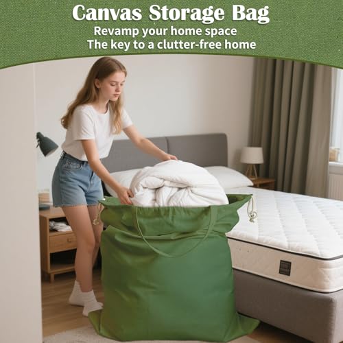Canvas Laundry Bag 40"W x35"H (Army Green / XXL 40"Wx35"H┃1 Pack)