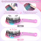 Boar Bristle Hair Brush Curved Vented Detangler Brush Faster Blow Drying (Purple+Green)