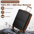 26'' Medium Checked Luggage with Double Spinner Wheels (Black)