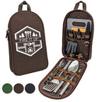 13 PC Grilling and Camping Cooking Utensils Set for The Outdoors BBQ (Brown Lite)