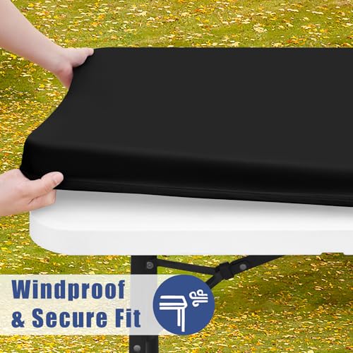 2 Pack Rectangle Spandex Fitted Table Cloth (Black / 48" x 36" (Rectangular))