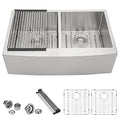 33 Inch Farmhoue Sink Double Bowl Stainless Steel Farm Kitchen Sink 16 Gauge Double Basin 50 (Stainless Steel / 33''x21''x10''-50/50)