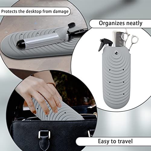 Heat Insulating Silicone Mat Pouch for Hair Styling Tools (Grey)