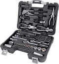 65 Piece General Household Home Repair and Mechanic's Hand Tool Kit Set with Storage Case (65 piece)