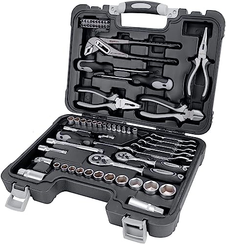 65 Piece General Household Home Repair and Mechanic's Hand Tool Kit Set with Storage Case (65 piece)