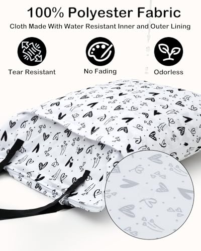 ALVABABY 2 Pack Large Wet Dry Bag Waterproof Hanging Cloth Diaper with Double Zippered Pockets 25x18 inches 2HL04 (Colorful and black hearts)