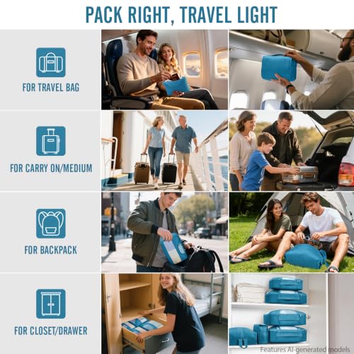 8 Set Packing Cubes for Travel Essentials (15 Ocean Blue)