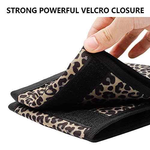 Luggage Travel Cup Holder Free Hand Drink Carrier (Hook & Loop: Leopard)