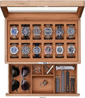12 Slot Solid Walnut Watch Box with Valet Drawer (Walnut / Tan)
