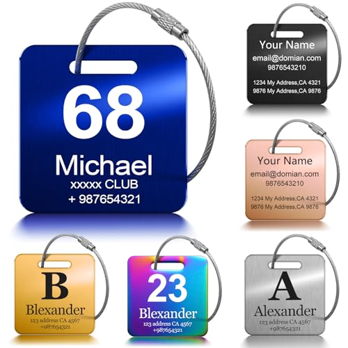 Customized Stainless Steel Luggage Tags (Initial 2"x2" / 2 Pack)