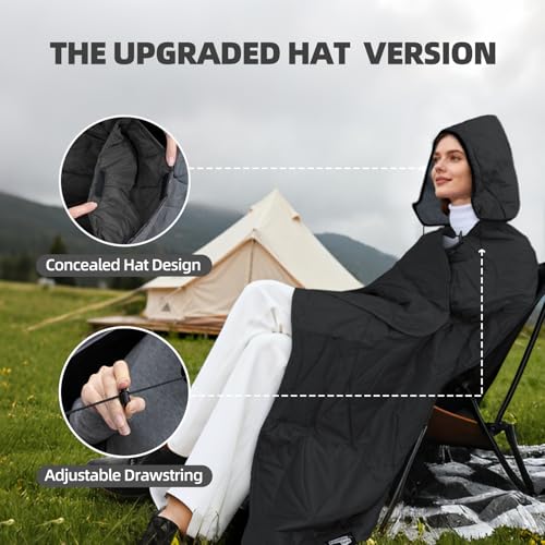 Large Waterproof Outdoor Blanket Thick Fleece 80" x 58" (Black Gray-b)