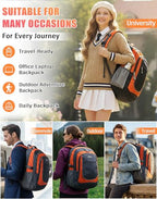 Extra Large Backpack Bookbag for College Travel Laptop Business Hiking Backpack Fit Laptop Up to 17 Inch Sturdy Multi Compartment Gifts for Men Women Night Light Reflective (17 Inch / Tangerine Orange)