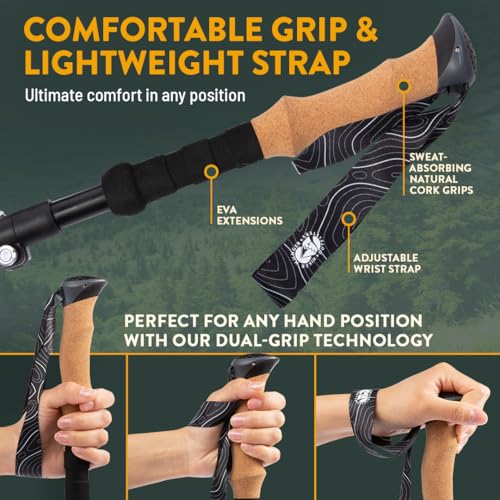 Premium Foldable Hiking Poles by USA Brand (Cork - Green / 100-120 cm for Height: 5'9" and smaller)