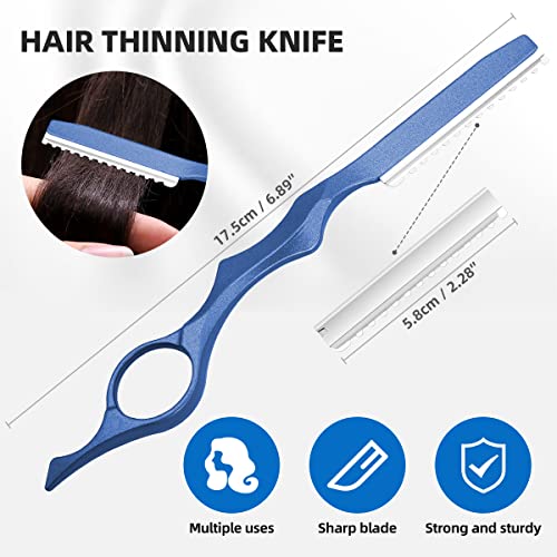 6.89 inch Hair Cutting Scissors Set With Thinning Knife (Blue)