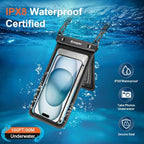 IPX8 Double Space Waterproof Phone Pouch up to 8.5" (Black & Clear)