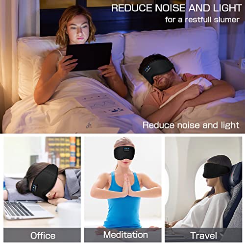 Sleep Headphones Sleep Mask with Bluetooth Headphones (Black Silk)