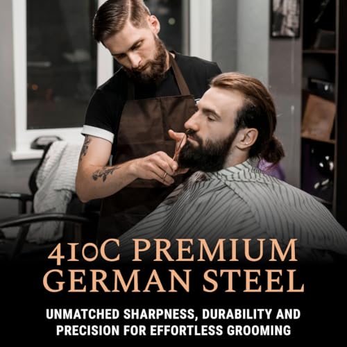 5" Beard & Mustache Scissor with Combs for Men (Rose Gold)