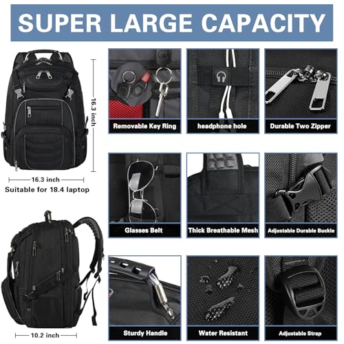18.4 Laptop Backpack for Men (Rfid 18.4 Inch Grey)