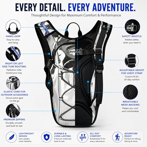 Rave Hydration Backpack with 2L Water Bladder (Silver / 2L Bladder)