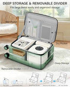 20 Inch Top Opening Carry On Luggage with Cup Holder and USB Ports (Forest Green / 20 Inch Pro)