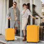 Luggage Sets 2 Piece Aluminum Frame Carry On and Checked Suitcase PC ABS Hard Shell TSA Lock No Zipper (Orange / 2 Set(upgraded Tsa Lock))