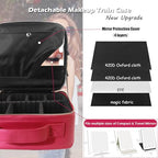 Travel Makeup Bag Cosmetic Bag Makeup Organizer Bag with Lighted Mirror (Rose Red / Woven)