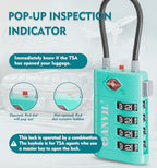 TSA Approved Luggage Locks with Search Alert Indicator (Cyan)