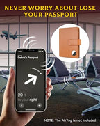 Passport Holder Wallet Cover for Travel with Airtag RFID for Women Men (Brown)