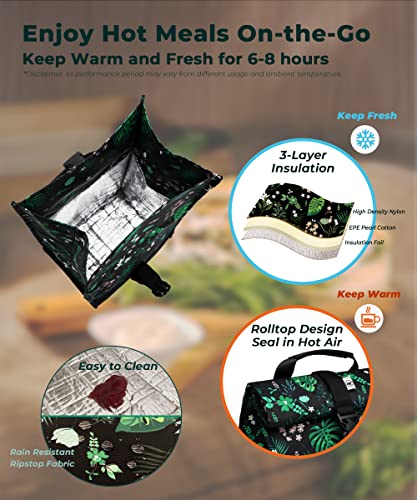 Insulated Lunch Bag Rolltop Lunch Box (Floral & Foliage)