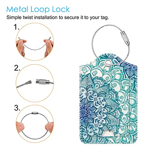 Luggage Tags Privacy Cover ID Label for Travel Bag Suitcase (Emerald Illusions)