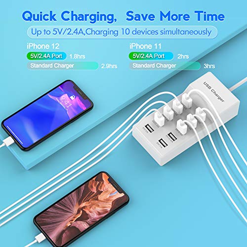 USB Charger Station Block 10 (White-10*USB-A Ports)