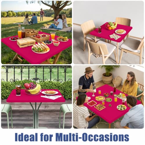 2 Pack Square Spandex Fitted Table Cloth (Fuchsia / 34" x 34" (Square))